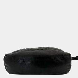 Pre Owned Gucci Black Pebbled Leather Medium Soho Chain Shoulder Bag