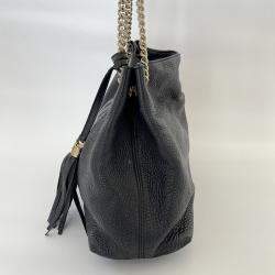 Pre Owned Gucci Black Pebbled Leather Medium Soho Chain Shoulder Bag