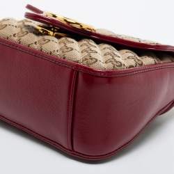 مملوكة مسبقًا Gucci Beige/Red GG Canvas and Leather Mini GG Marmont Top Handle Bag