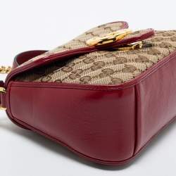 مملوكة مسبقًا Gucci Beige/Red GG Canvas and Leather Mini GG Marmont Top Handle Bag