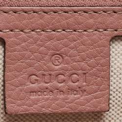 Pre Owned Gucci Dusty Pink Pebbled Leather Bree Tote