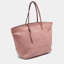 Pre Owned Gucci Dusty Pink Pebbled Leather Bree Tote