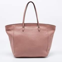 Pre Owned Gucci Dusty Pink Pebbled Leather Bree Tote