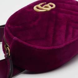 Pre Owned حقيبة حزام غوتشي GG مارمونت قطيفة ماتيلاس بنفسجي