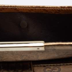 Pre Owned Gucci Metallic Gold Guccissima Leather Flap Continental Wallet