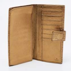 Pre Owned Gucci Metallic Gold Guccissima Leather Flap Continental Wallet