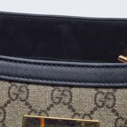 Gucci Beige/Black GG Supreme Canvas and Leather Small Padlock Tote