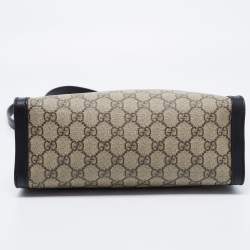 Gucci Beige/Black GG Supreme Canvas and Leather Small Padlock Tote