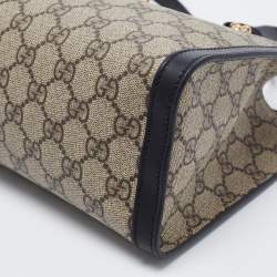 Gucci Beige/Black GG Supreme Canvas and Leather Small Padlock Tote