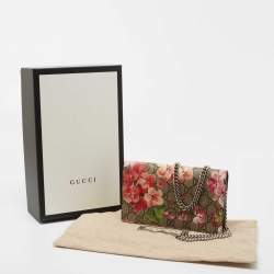 Gucci Multicolor GG Blooms Supreme Coated Canvas and Leather Wallet On Chain 