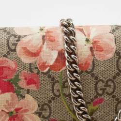 Gucci Multicolor GG Blooms Supreme Coated Canvas and Leather Wallet On Chain 