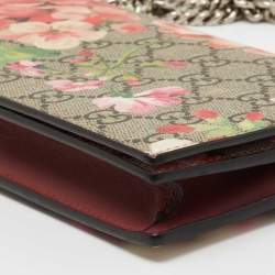 Gucci Multicolor GG Blooms Supreme Coated Canvas and Leather Wallet On Chain 