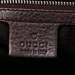 Pre Owned Gucci Plum Leather Medium Bamboo Bar Tote