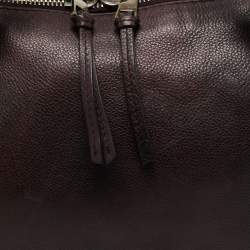 Pre Owned Gucci Plum Leather Medium Bamboo Bar Tote