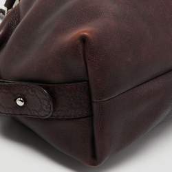 Pre Owned Gucci Plum Leather Medium Bamboo Bar Tote