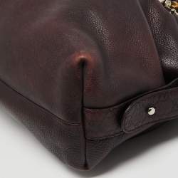 Pre Owned Gucci Plum Leather Medium Bamboo Bar Tote