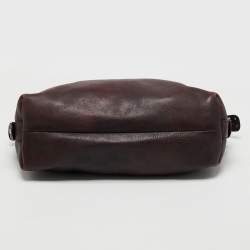 Pre Owned Gucci Plum Leather Medium Bamboo Bar Tote