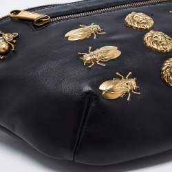 Gucci Black Leather Animal Studs Leather Belt Bag