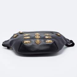 Gucci Black Leather Animal Studs Leather Belt Bag