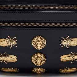 Gucci Black Leather Animal Studs Leather Belt Bag