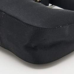 Pre Owned Gucci Black Satin Hoop Mini Wristlet