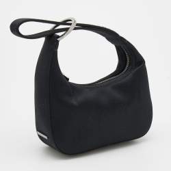 Pre Owned Gucci Black Satin Hoop Mini Wristlet