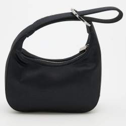 Pre Owned Gucci Black Satin Hoop Mini Wristlet