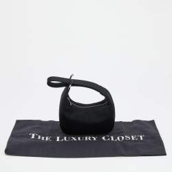 Pre Owned Gucci Black Satin Hoop Mini Wristlet