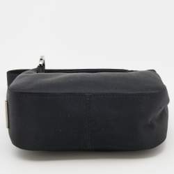 Pre Owned Gucci Black Satin Hoop Mini Wristlet