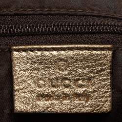 Pre Owned Gucci Brown/Gold GG Canvas And Leather Princy Tote