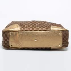 Pre Owned Gucci Brown/Gold GG Canvas And Leather Princy Tote