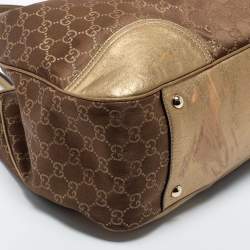 Pre Owned Gucci Brown/Gold GG Canvas And Leather Princy Tote