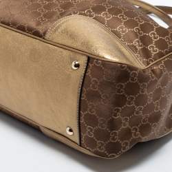 Pre Owned Gucci Brown/Gold GG Canvas And Leather Princy Tote