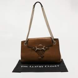 Pre Owned Gucci Brown Leather Large Emily Chain Shoulder Bag