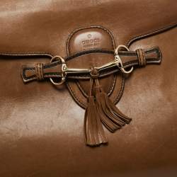 Pre Owned Gucci Brown Leather Large Emily Chain Shoulder Bag