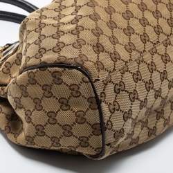 Pre Owned Gucci Beige GG Canvas and Leather Medium Sukey Tote