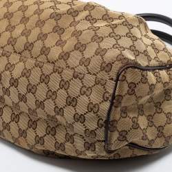 Pre Owned Gucci Beige GG Canvas and Leather Medium Sukey Tote