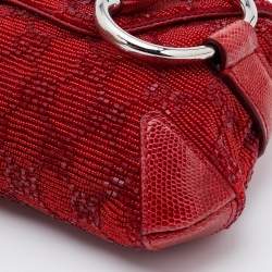 Pre Owned Gucci Red Beads and Lizard Leather Horsebit Chain Clutch