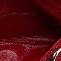 Pre Owned Gucci Red Beads and Lizard Leather Horsebit Chain Clutch