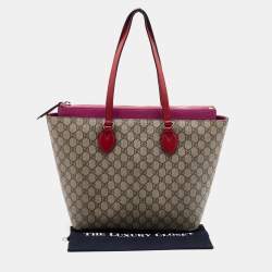 Pre Owned Gucci Tri Color GG Supreme Canvas and Leather Medium Tote
