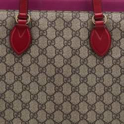 Pre Owned Gucci Tri Color GG Supreme Canvas and Leather Medium Tote