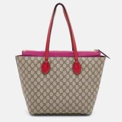 Pre Owned Gucci Tri Color GG Supreme Canvas and Leather Medium Tote