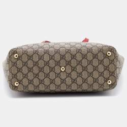 Pre Owned Gucci Tri Color GG Supreme Canvas and Leather Medium Tote