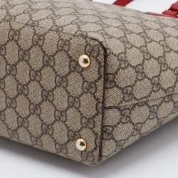 Pre Owned Gucci Tri Color GG Supreme Canvas and Leather Medium Tote