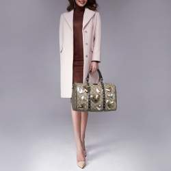 Pre Owned Gucci Beige/Dark Brown GG Supreme Canvas and Leather Medium Hearts Joy Boston Bag