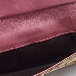 Gucci Beige/Metallic Pink Guccisima Canvas and Leather Heart Charm Continental Wallet