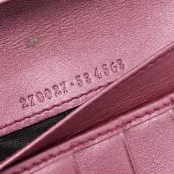 Gucci Beige/Metallic Pink Guccisima Canvas and Leather Heart Charm Continental Wallet