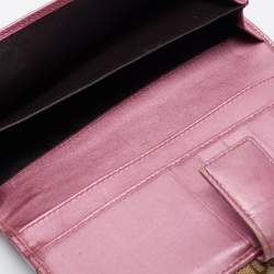 Gucci Beige/Metallic Pink Guccisima Canvas and Leather Heart Charm Continental Wallet