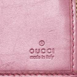 Gucci Beige/Metallic Pink Guccisima Canvas and Leather Heart Charm Continental Wallet
