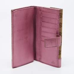 Gucci Beige/Metallic Pink Guccisima Canvas and Leather Heart Charm Continental Wallet